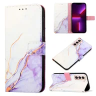 Etui i futerały do telefonów - Pokrowiec König Design kompatybilny z Samsung Galaxy S21 Plus pokrowiec na telefon komórkowy ze skóry syntetycznej - Etui na telefon komórkowy biało-fioletowe - miniaturka - grafika 1