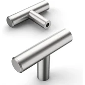Zawiasy, okucia i inne akcesoria - Zestaw 2 srebrnych uchwytów do szafek kuchennych ze stali nierdzewnej, klamek do drzwi kuchennych, uchwytów z jednym otworem - miniaturka - grafika 1