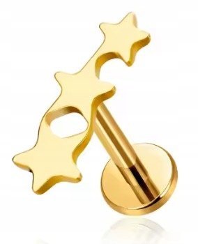 Tytanowy Kolczyk Labret PIERCING Gwiazda Gwiazdki HELIX Lobe 1,2/8