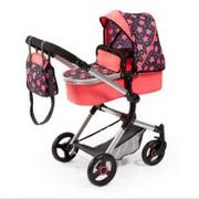 Wózki dla lalek - Bayer Design 18405AA Kombi wózek dla lalek Neo Vario z torbą do przewijania i koszykiem na zakupy, możliwość przekształcenia w samochód sportowy, z regulacją wysokości, nowoczesny, czerwony, brązowy z - miniaturka - grafika 1