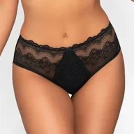 Majtki damskie - Figi Brazyliany z Ozdobnym Tyłem Zmysłowe Koronkowe Kobiece Czarne XXXL - miniaturka - grafika 1