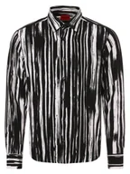 Koszule męskie - HUGO Koszula męska Mężczyźni Slim Fit wiskoza czarny|wielokolorowy wzorzysty, M - miniaturka - grafika 1