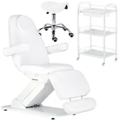 Fotele kosmetyczne - Zestaw fotel kosmetyczny elektryczny + taboret + pomocnik kosmetyczny - miniaturka - grafika 1