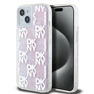 Etui i futerały do telefonów - Oryginalne Etui IPHONE 13 / 14 / 15 DKNY Hardcase Liquid Glitter Multilogo (DKHCP15SLCPEPP) różowe - miniaturka - grafika 1