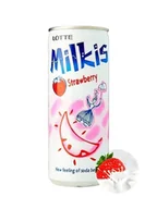 Soki i napoje niegazowane - Milkis napój mleczny koreański truskawkowy bezalkoholowy gazowany o smaku strawberry puszka 250ml - miniaturka - grafika 1