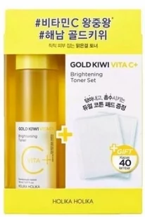 Holika Zestaw Gold Kiwi Vita C Toner + Waciki 6344 - Zestawy kosmetyków damskich - miniaturka - grafika 1