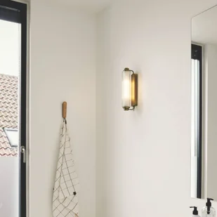 Nordlux Kinkiet Nimal Double, IP44, szkło, metal, mosiądz - Lampy ścienne - miniaturka - grafika 1