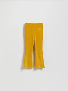 Reserved - Dzianinowe spodnie z haftem - bursztynowy - Spodnie i spodenki dla dziewczynek - miniaturka - grafika 1