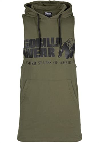 Gorilla Wear Rogers Hooded Tank Top – oddychający – lekki, wygodny top bez rękawów z logo do uprawiania sportu, joggingu, biegania, na co dzień, treningu, z bawełny, atrakcyjny krój