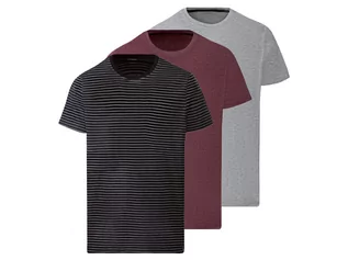 Koszulki męskie - LIVERGY LIVERGY T-shirt męski z bawełną, 3 sztuki (M (48/50), Szary/ czerwony/ w paski/ szary) - grafika 1