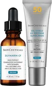 Balsamy i kremy do opalania - SkinCeuticals Power Couple Silymarin CF+Oil Shield UV Defense SPF50 - zestaw serum z witaminą C i krem z filtrem SPF50 - miniaturka - grafika 1