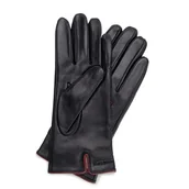 Rękawiczki - Damskie rękawiczki ze skóry ocieplane z wełną czarne - miniaturka - grafika 1