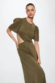 Sukienki - Mango sukienka Harper kolor brązowy maxi rozkloszowana - grafika 1