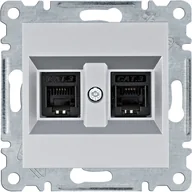 Gniazdka elektryczne - Hager Gniazdo telefoniczne RJ11 podw. LUMINA - srebrny mat - miniaturka - grafika 1