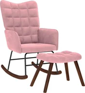 Fotele - Fotel bujany ze stołkiem różowy aksamit - miniaturka - grafika 1