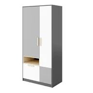 Szafy - Szafa dwudrzwiowa POK PO-02 grafit/buk/szary/biały - miniaturka - grafika 1