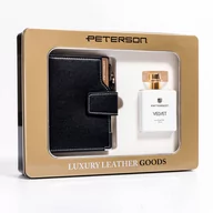 Portfele - Zestaw prezentowy: skórzany portfel damski na zatrzask i woda perfumowana Velvet — Peterson - miniaturka - grafika 1