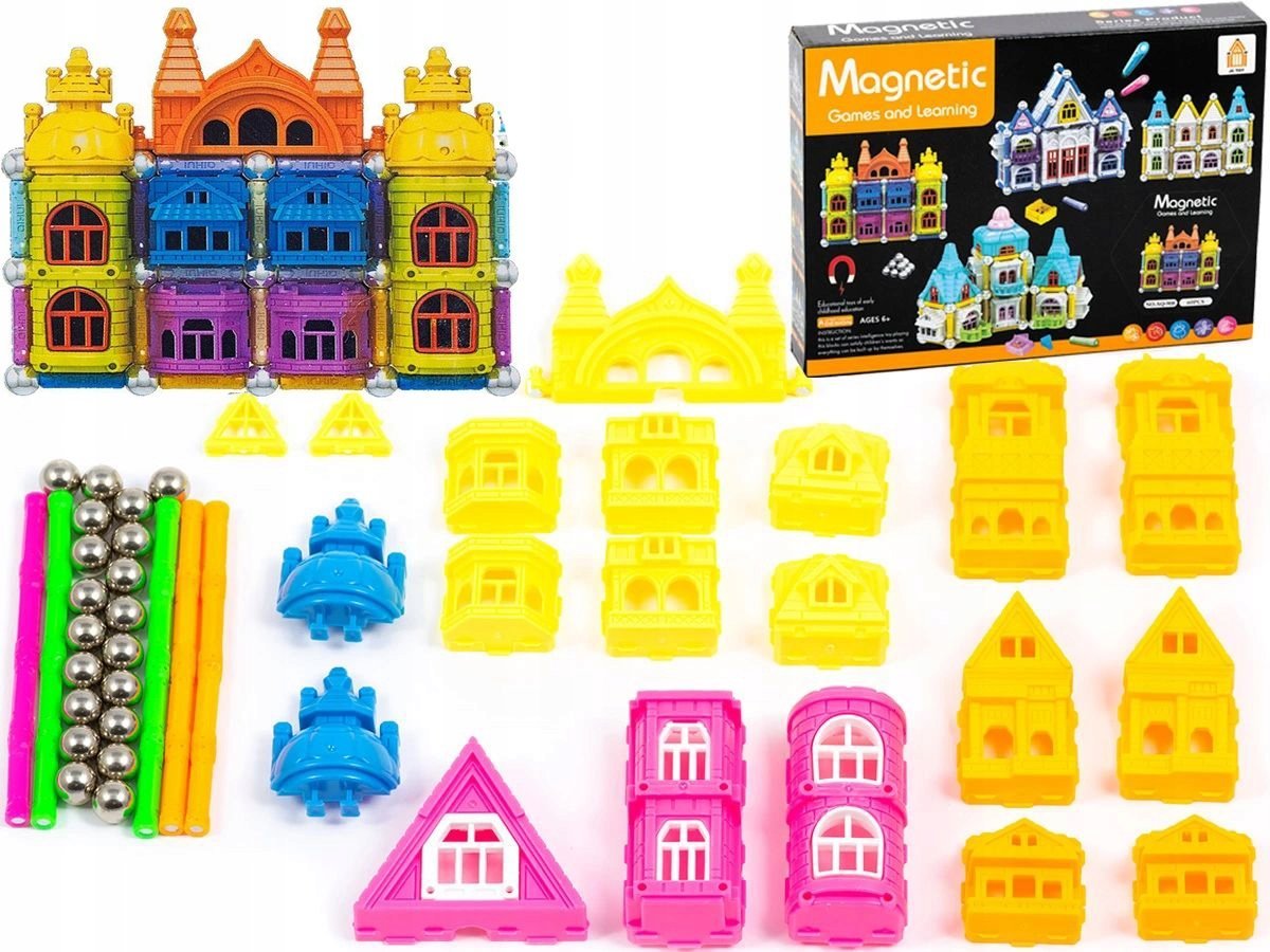 Klocki Magnetyczne Mały Zamek 60 El.