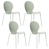 Fotele i krzesła ogrodowe - BELIANI Zestaw 4 krzeseł ogrodowych MILOS Sztaplowane Jasnozielony - miniaturka - grafika 1