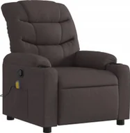 Fotele - vidaXL Rozkładany fotel masujący, ciemnobrązowy, obity tkaniną - miniaturka - grafika 1