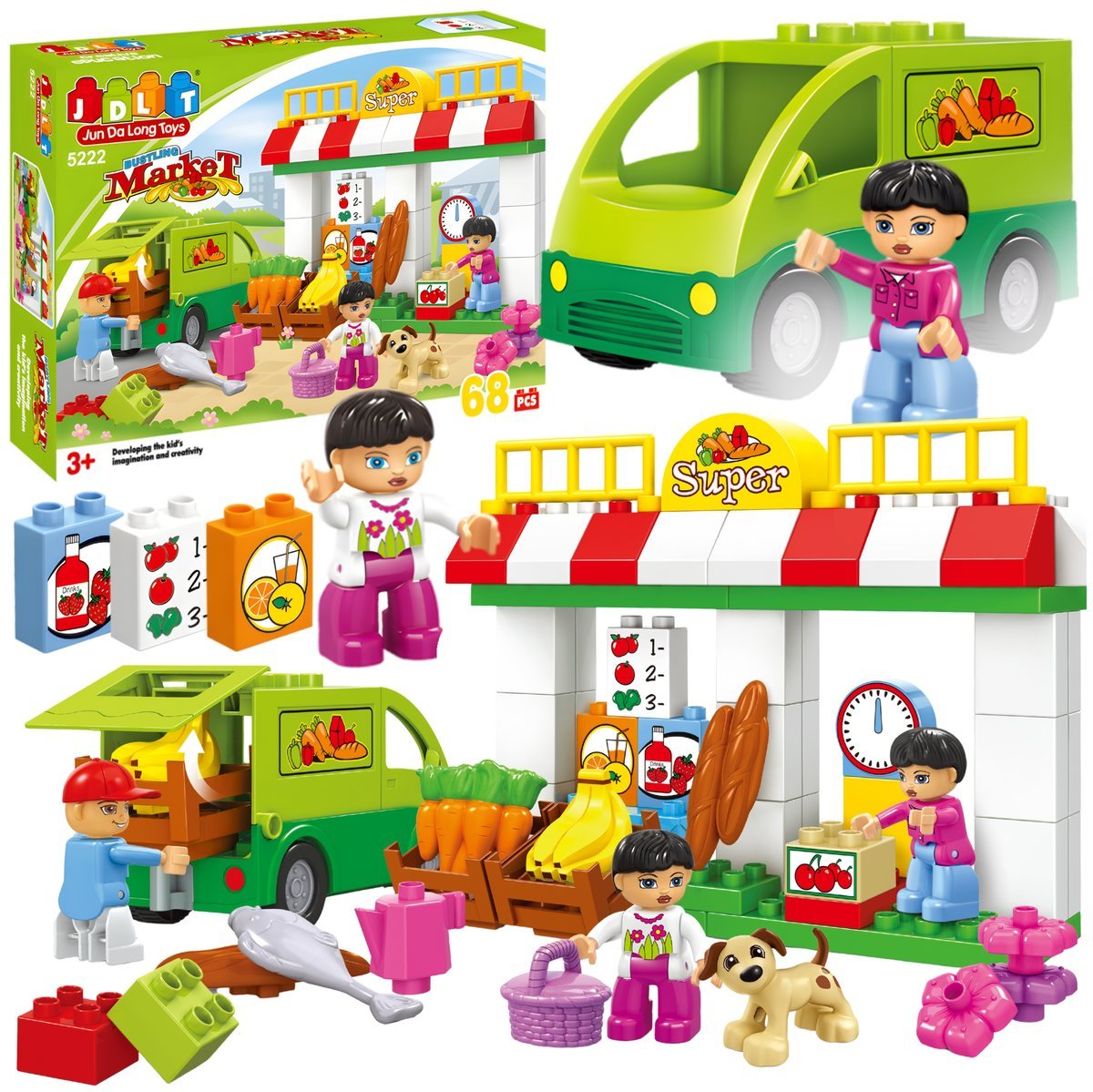 KLOCKI KONSTRUKCYJNE ZESTAW SUPER MARKET SKLEP MINI RYNEK 68 EL DLA DZIECI