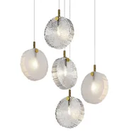 Lampy sufitowe - Wisząca lampa krążki Frozen MOD254PL-05BS Maytoni metalowa mosiądz - miniaturka - grafika 1