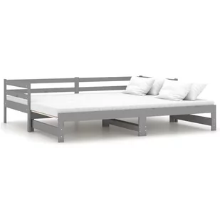 vidaXL Łóżko wysuwane szare lite drewno sosnowe 2x 90x200 cm 806957 - Łóżka - miniaturka - grafika 3