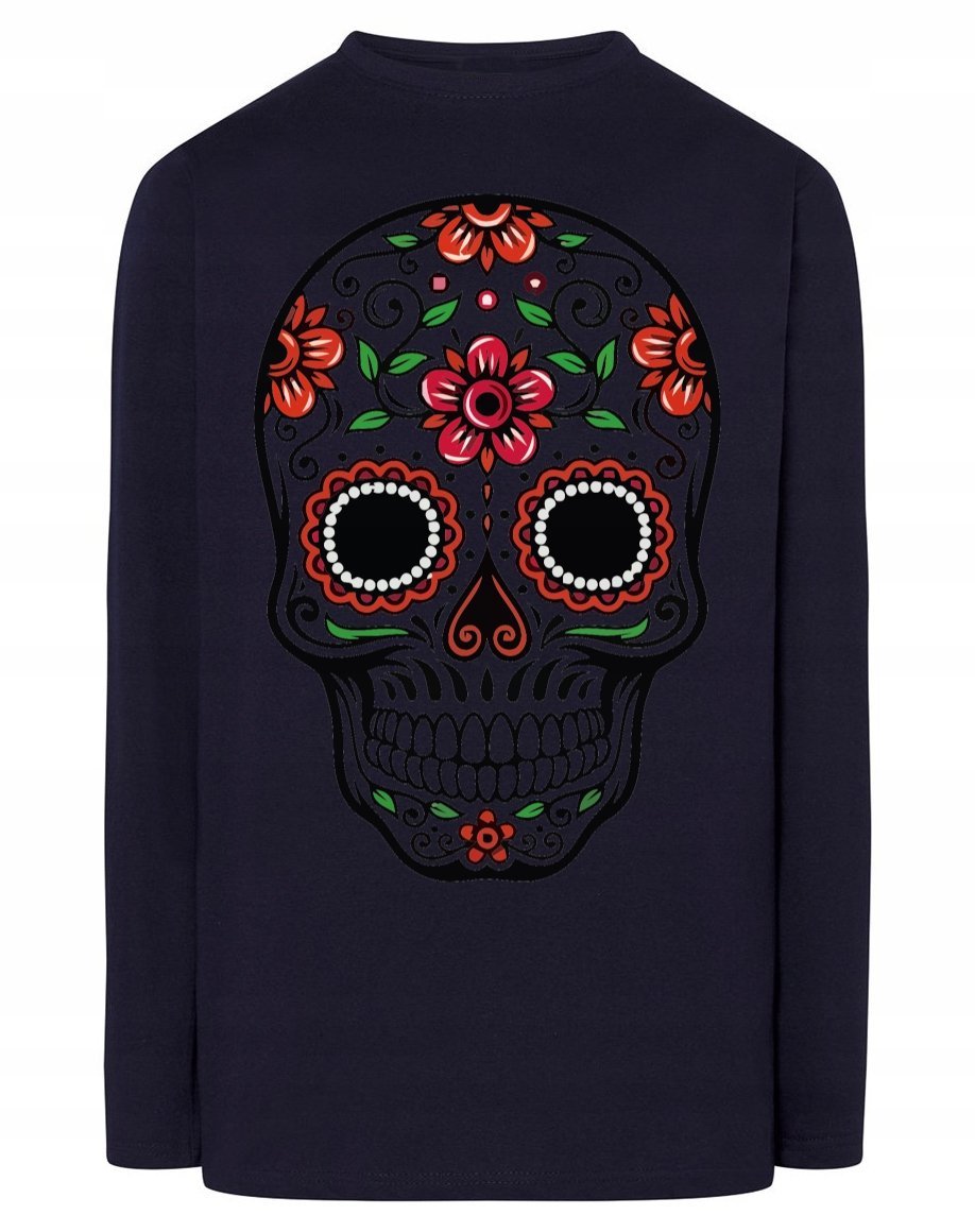 Longsleeve męski nadruk kolorowa czaszka r.XS