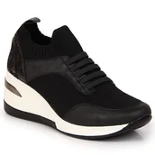 Slip on damskie - Półbuty damskie na koturnie slip on czarne Artiker - ARTIKER - miniaturka - grafika 1