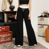 Spodnie sportowe damskie - Czarno-białe spodnie dresowe damskie - Czarny XS - miniaturka - grafika 1