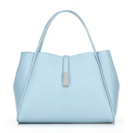 Torebki damskie - Damski kuferek skórzany z wyjmowaną saszetką niebieski - miniaturka - grafika 1