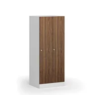 Szafki BHP - Szafa ubraniowa obniżona, 2-drzwiowa, 1500 x 600 x 500 mm, zamek cylindryczny, drzwi laminowane, orzech - miniaturka - grafika 1