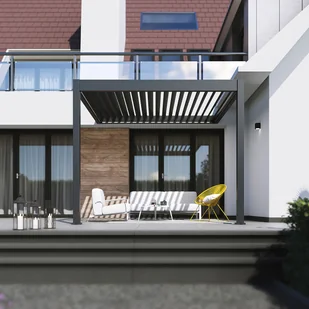 Automatyczna pergola przyścienna z oświetleniem LED 3x3 ELEGANCE WALL AUTOMATIC, Anthracite - Gutroof - Kratki i pergole - miniaturka - grafika 1