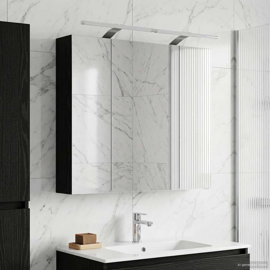 vidaXL vidaXL Szafka z lustrem do łazienki Czarny Dąb 80 x 14.5 x 70 cm