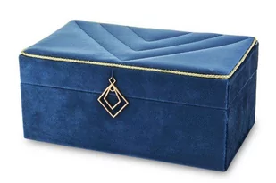 Szkatułka Na Biżuterię kuferek niebieski aksamit - Pudełka i szkatułki - miniaturka - grafika 1