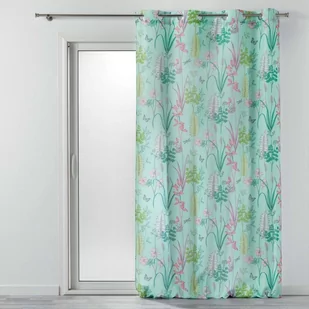 Douceur d'intérieur Douceur dintérieur Zasłona okienna FRESH GARDEN 140 x 260 cm miętowa z motywem roślinnym 1608607 - Zasłony - miniaturka - grafika 1