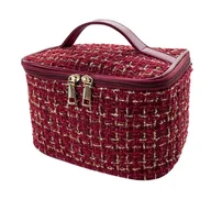 Kosmetyczki, organizery i kuferki - KOSMETYCZKA GLAMOUR GOLD 22x14x14 KUFEREK W KRATĘ - miniaturka - grafika 1