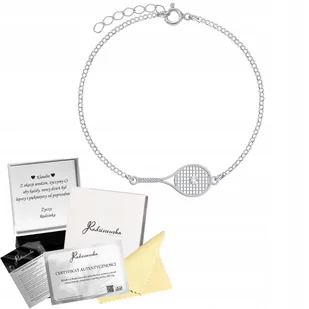 Bransoletka Srebrna z Rakietą Tenisową 925 Łańcuszek DEDYKACJA GRATIS - Bransoletki - miniaturka - grafika 1