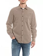 Koszule męskie - Replay Koszula męska regular fit, 326 Dark Sand, XL - miniaturka - grafika 1