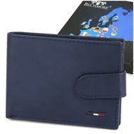 Portfele - Portfel skórzany męski mały poziomy z flagą granatowy RFiD Beltimore D58 - miniaturka - grafika 1