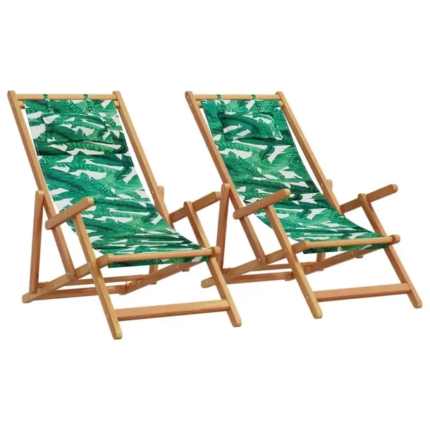 Składane Krzesło Plażowe z Drewna Eukaliptusowego, Zielone, 61x127x95 cm