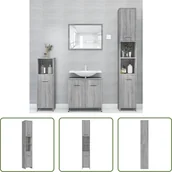 Szafki łazienkowe - The Living Store Szafka łazienkowa szara Sonoma 30x30x183,5 cm Materiał drewnopochodny - miniaturka - grafika 1