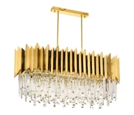 Lampy sufitowe - Żyrandol na łańcuchu CRYSTALLINE 8xE27/40W/230V złoty - miniaturka - grafika 1