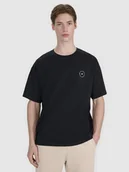 Koszulki męskie - 4F T-shirt oversize z nadrukiem męski - czarny L - miniaturka - grafika 1