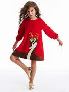 Sukienki i spódniczki dla dziewczynek - Deno Kids Sukienka "Little Deer Christmas" w kolorze czerwonym - miniaturka - grafika 1