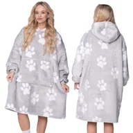 Bluzy damskie - KOC BLUZA Oversize Ciepła Gruba KOCOBLUZA 2w1 XXL ŁAPKI Futrzak [KB-W32] - miniaturka - grafika 1