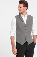 Kamizelki męskie - Ombre Żakardowa kamizelka męska z klapami - grafitowa V1 OM-BLZV-0122 XL - miniaturka - grafika 1