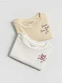 Koszulki dla dziewczynek - Reserved - Bawełniany t-shirt z haftem 2 pack - wielobarwny - miniaturka - grafika 1