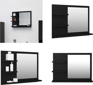 vidaXL Lustro łazienkowe czarne 60x10,5x45 cm Materiał drewnopochodny - Lustro - Lustro łazienkowe - Lustro łazienkowe - Lustro łazienkowe - Lustra - miniaturka - grafika 1