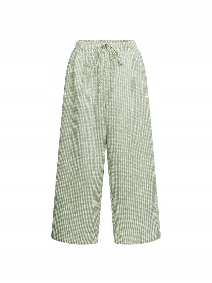 SHEIN SPODNIE CASUAL SZEROKIE Z WIĄZANIEM W KRATKĘ 50 1JC